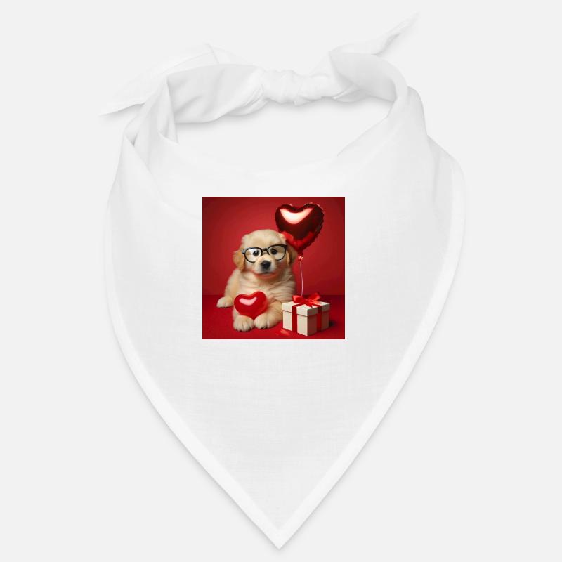 Chiot Attendrissant avec Ballon -Saint-Valentin Bandana
