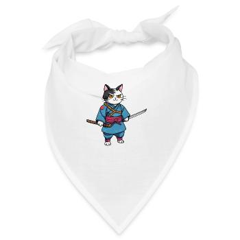 Samurai-Katze #43 - Bandana - Weiß - Vorne