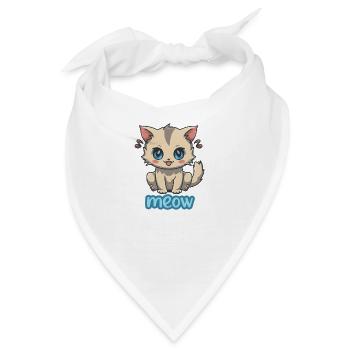 Anime Kitten Meow - Niedliches und verspieltes Design - Bandana - Weiß - Vorne