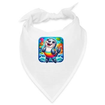 Ein lustiges buntes Design mit Siegel - Bandana - Weiß - Vorne