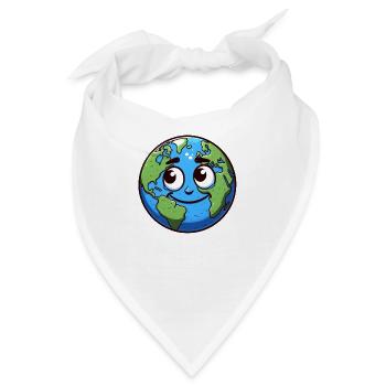 Glücklich lächelnde Erd-Zeichentrickfigur - Bandana - Weiß - Vorne