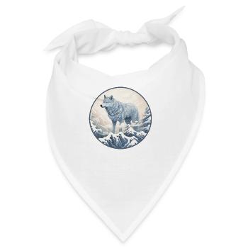 Blauer japanischer Wolf und Schnee - Bandana - Weiß - Vorne
