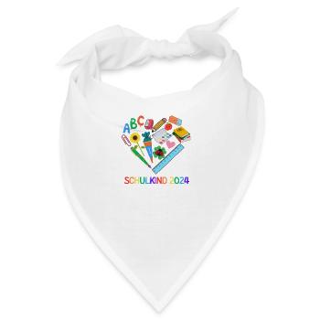 Schulkind 2024 Herz - Bandana - Weiß - Vorne