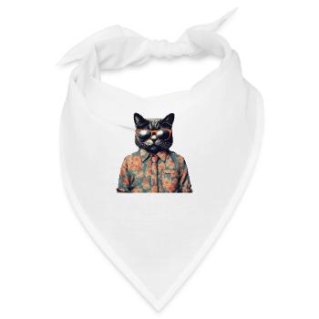 Die Katze und das geblümte Hemd - Bandana - Weiß - Vorne