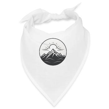Minimalistisch gezeichnete Berge, Sonne und Wolken - Bandana - Weiß - Vorne