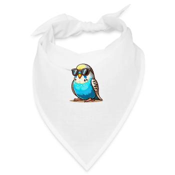 Wellensittich mit Sonnenbrille - Bandana - Weiß - Vorne