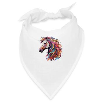 Tolles Pferd in vielen bunten Regenbogenfarben - Bandana - Weiß - Vorne