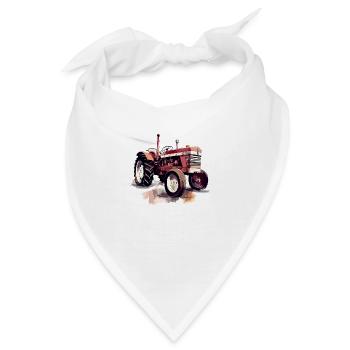 Roter Oldtimer-Traktor - Bandana - Weiß - Vorne