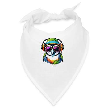 Cooler lustiger Gamer Pinguin - Bandana - Weiß - Vorne