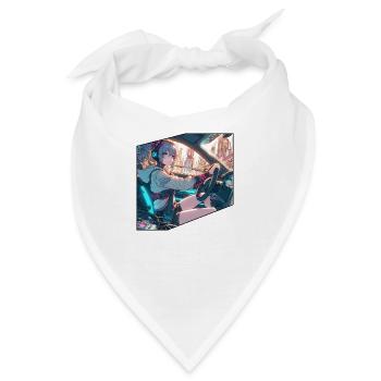 Manga CyberPunk Girl - Bandana - Weiß - Vorne