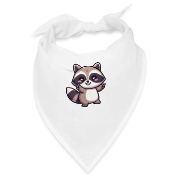 Niedlicher Kawaii-Waschbär tanzt und lächelt - Bandana - Weiß - Vorne