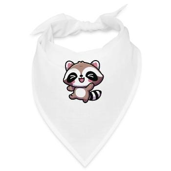 Niedlicher Kawaii Glücklicher Waschbär - Bandana - Weiß - Vorne