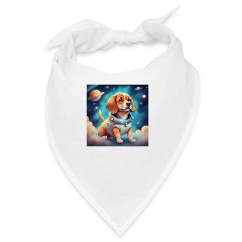 Niedlicher Hund im Weltraum - Bandana - Weiß - Vorne