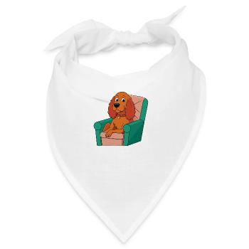 Entspannter Sussex Spaniel im Sessel Hundekunst - Bandana - Weiß - Vorne