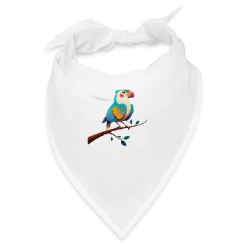 Illustration eines Papageis auf einem Ast - Bandana - Weiß - Vorne