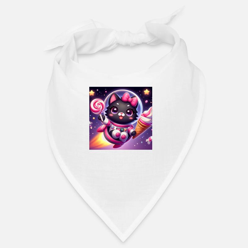 Space Kitty mit Softeis und Lolli im Weltall Bandana