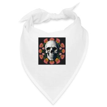Flower-Skull - Bandana - Weiß - Vorne