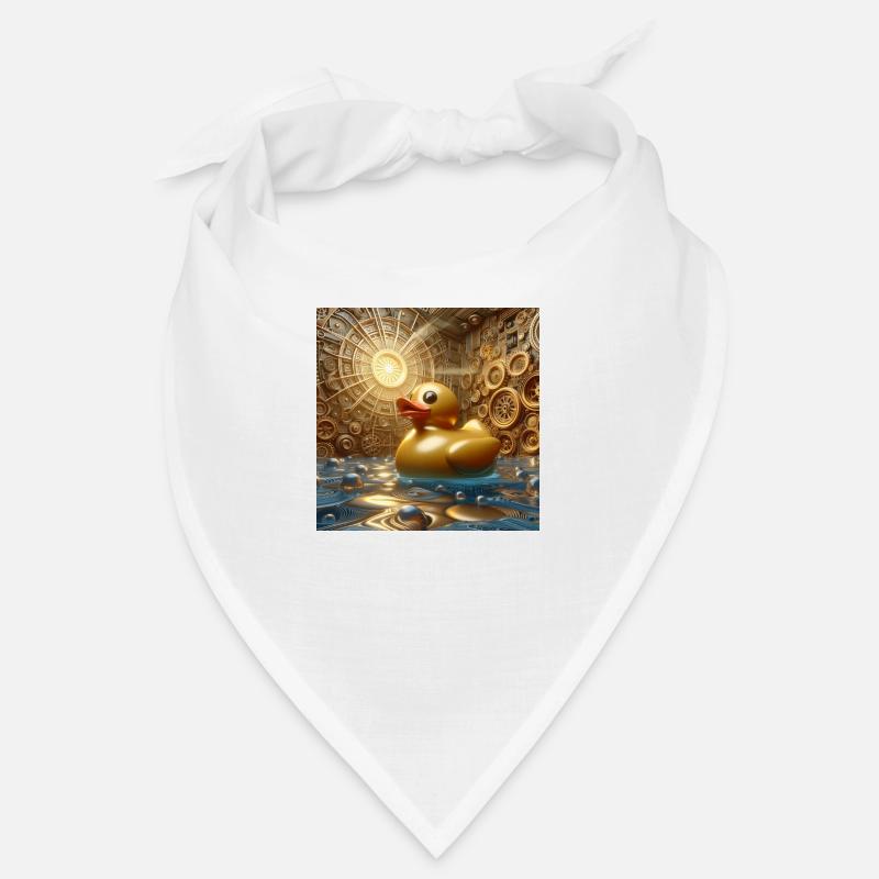 Bath Duck in Gold in Risograph Hyperrealism Bandana