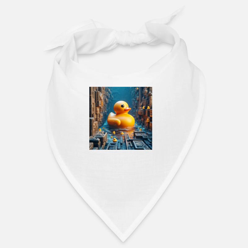 Yellow Bath Duck in Risograph Hyperrealism City Bandana
