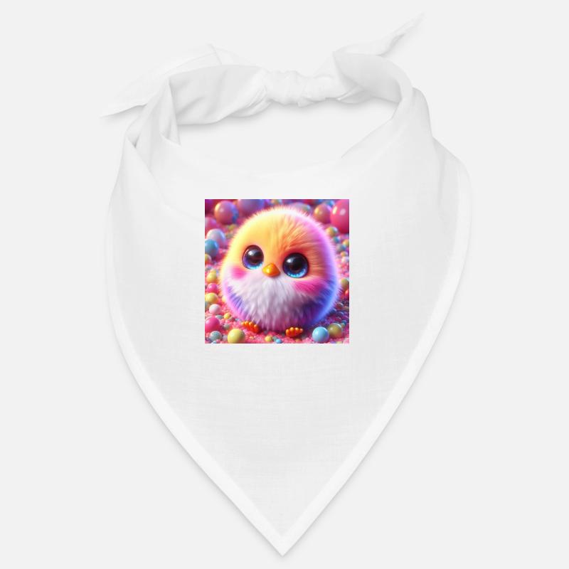 Poussins 3D Hyperréalisme Jaune Blanc avec des boules Bandana