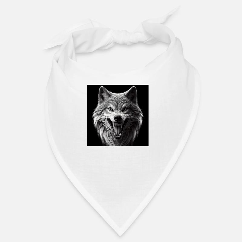 Loup Hyperréalisme 3D Gris sur Noir Bandana