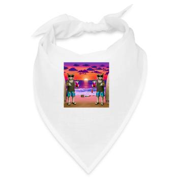 Gato Loco Surfdudes Katzen Cats Strand Sundowner - Bandana - Weiß - Vorne