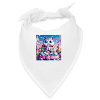 Gato Loco Meditation Yoga Yogi Katze Lotussitz Cat - Bandana - Weiß - Vorne