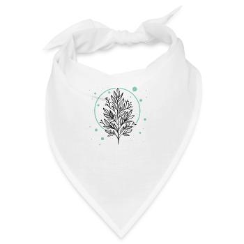 Grüner Zweig mit Blättern - Bandana - Weiß - Vorne