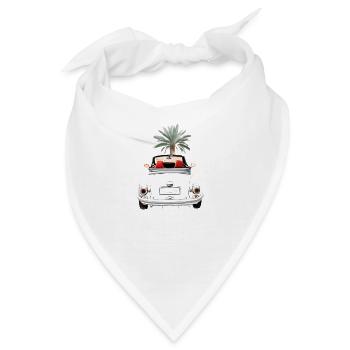 Cabrio im Sommer mit Palme Cabriolet Fahrspaß - Bandana - Weiß - Vorne