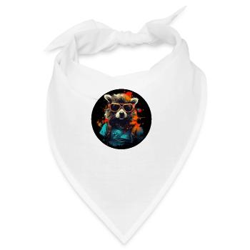 Stylischer Waschbär - Bandana - Weiß - Vorne