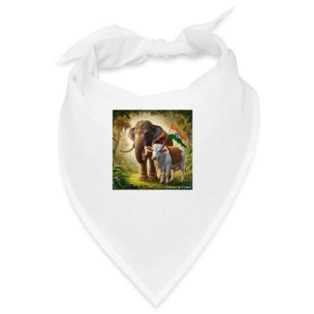 Sacred Indian cow with elephant - Bandana - Weiß - Vorne