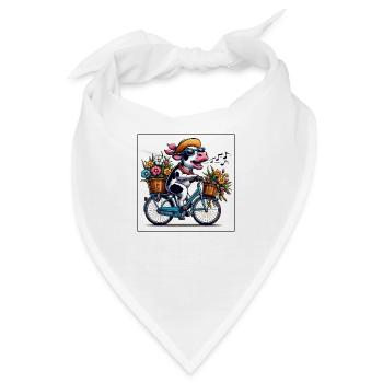 Singende Kuh auf dem Fahrrad - Bandana - Weiß - Vorne