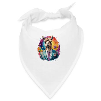Alpaka im Anzug - Bandana - Weiß - Vorne