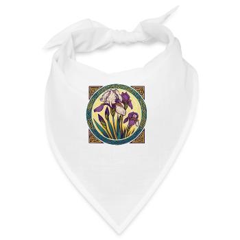 Lila Schwertlilien - Bandana - Weiß - Vorne