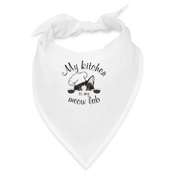 Meine Küche ist mein Miau-Labor - Bandana - Weiß - Vorne