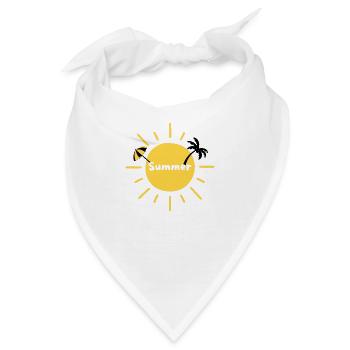 Sommersonne, Palme und Sonnenschirm - Bandana - Weiß - Vorne