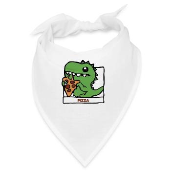 Pizza Saurier Dino Geschenk Idee - Bandana - Weiß - Vorne