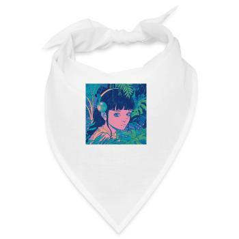 80er Jahre Anime Plantlover Musik hören Drucken - Bandana - Weiß - Vorne