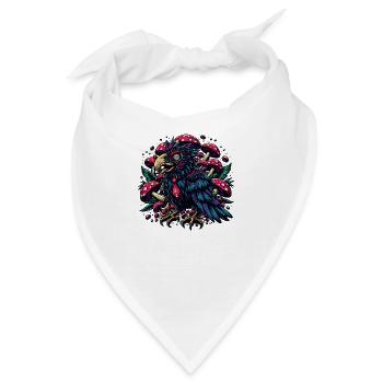 Psychedelischer Rabe mit Pilzen - Bandana - Weiß - Vorne