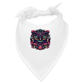 Psychedelische Eule - Bandana - Weiß - Vorne