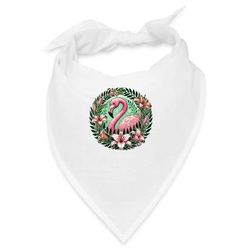 Rosa Flamingo - Bandana - Weiß - Vorne