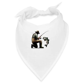 Angeln - Fischer - Bandana - Weiß - Vorne