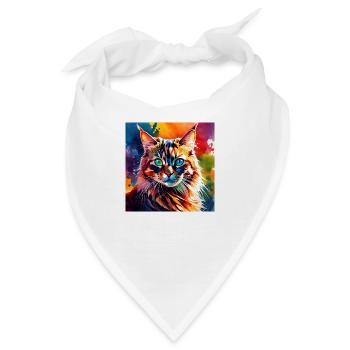 Katze farbig 1 - Bandana - Weiß - Vorne