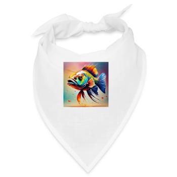 Fisch farbig - Bandana - Weiß - Vorne