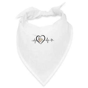 Herzschlag-Zeichnung - Bandana - Weiß - Vorne