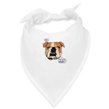 Bulldogge und Kollagen - Bandana - Weiß - Vorne