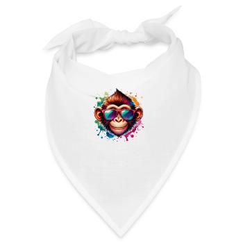 Cooler Affe - Funky Monkey - Bandana - Weiß - Vorne