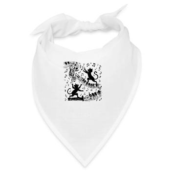 Schwarze Katzen Muster spielen mit Musiknote - Bandana - Weiß - Vorne