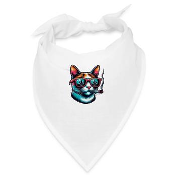lustige Katze mit Joint - Bandana - Weiß - Vorne