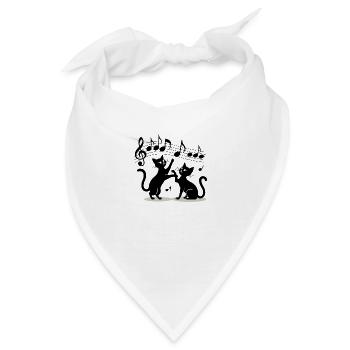 Schwarze Katzen Muster spielen mit Musiknote - Bandana - Weiß - Vorne